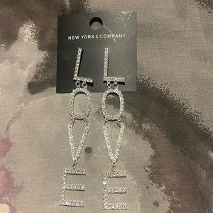 Silver blinged long earrings